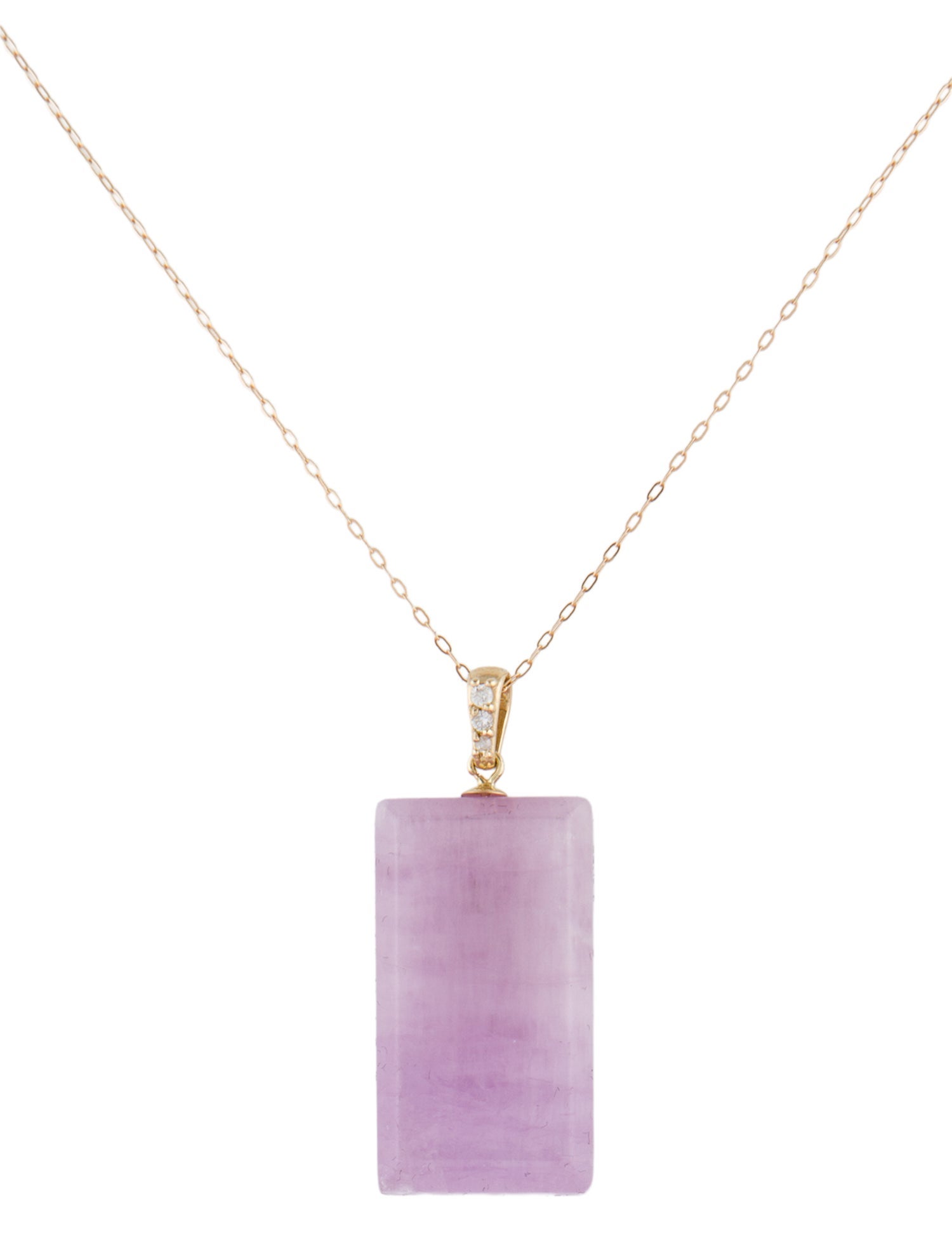 Necklace 14K Kunzite & Diamond Pendant