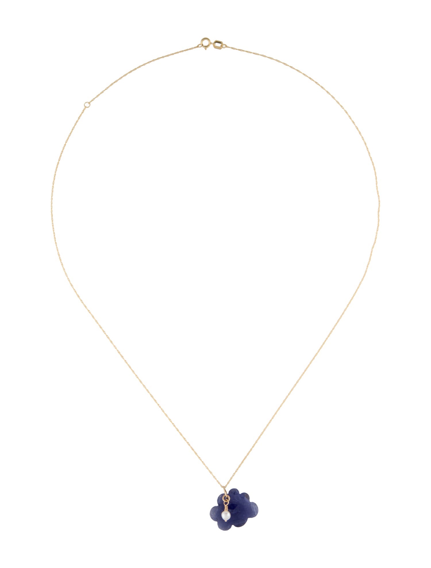 Necklace 14K Pearl & Iolite Cloud Pendant