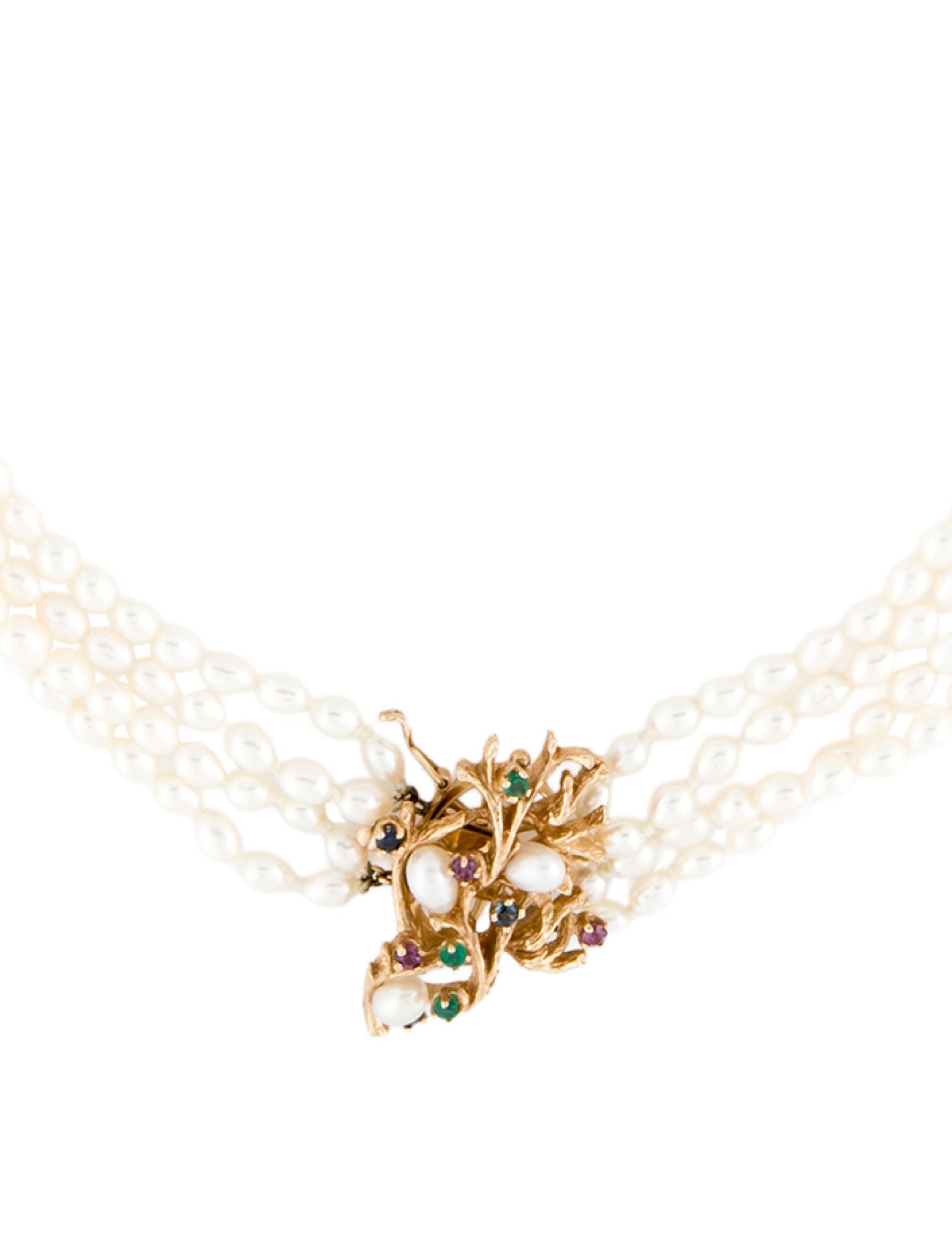 Necklace 14K Cultured Pearl & Multistone Bead