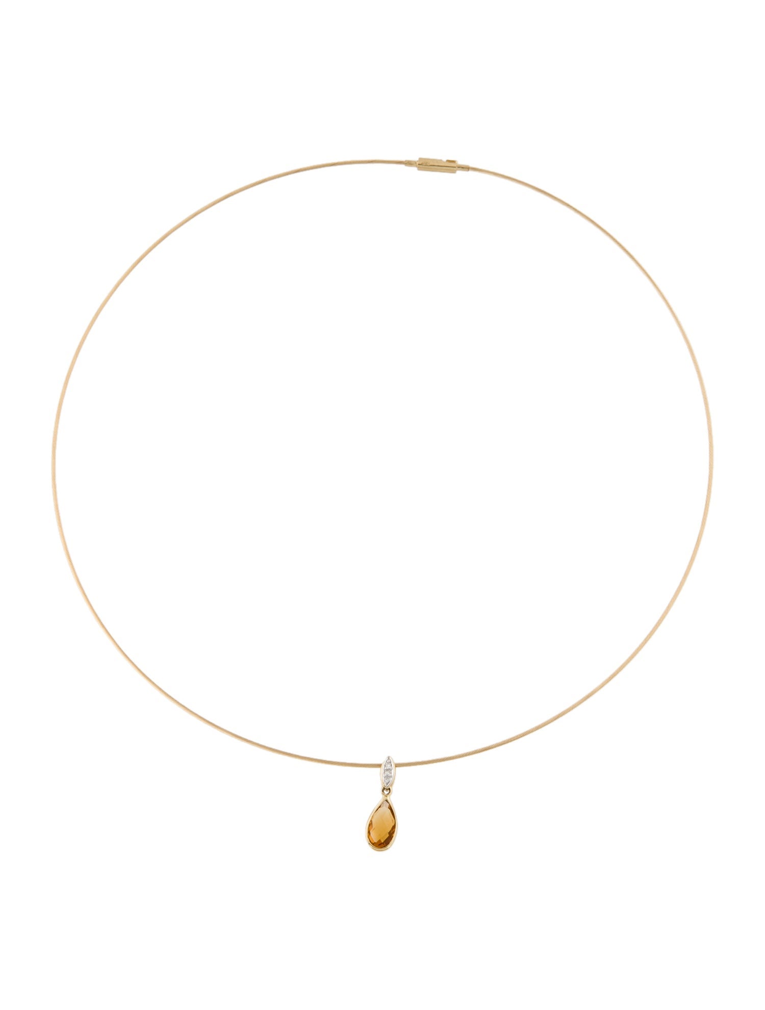 Necklace 14K Citrine & Diamond Pendant Collar