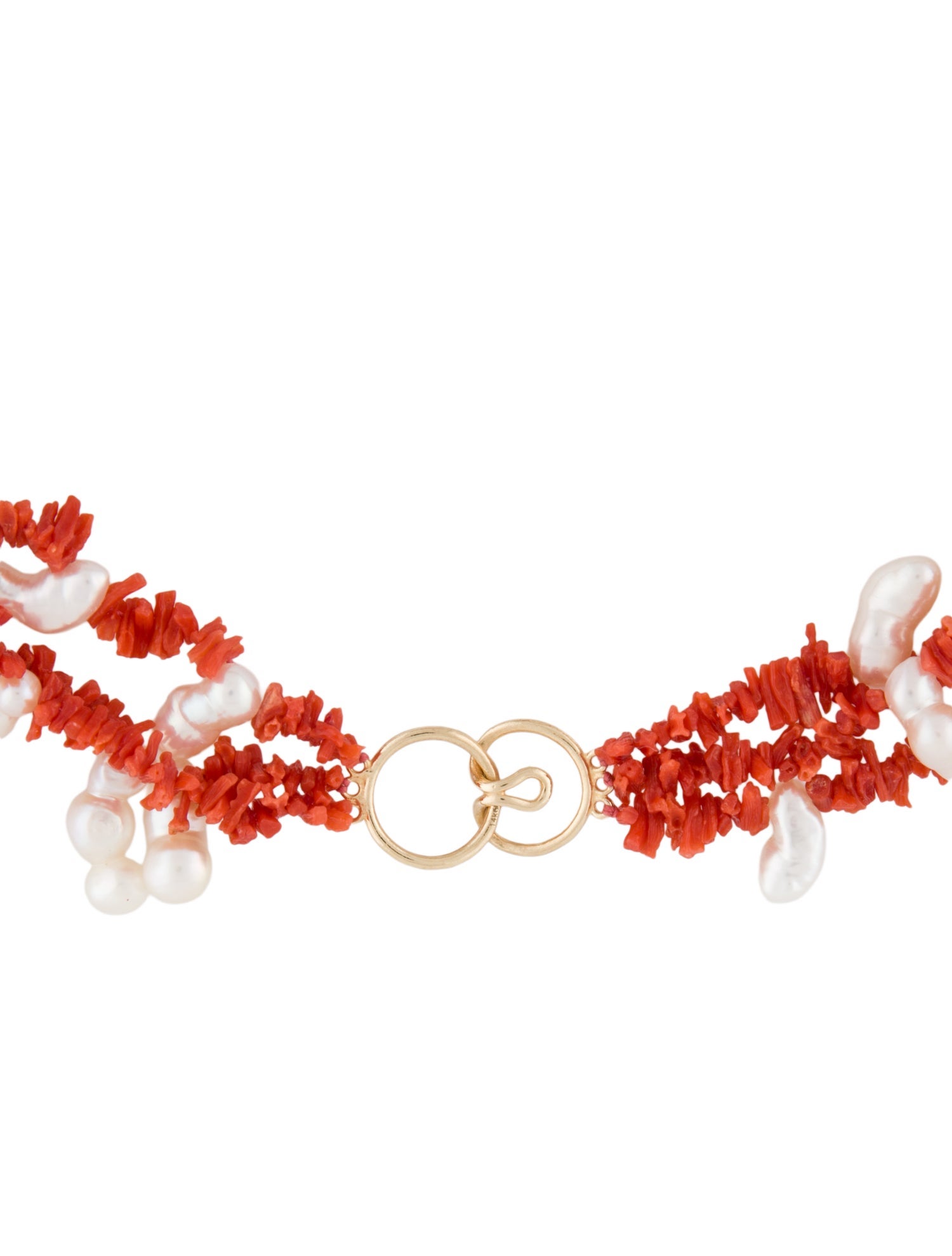 Necklace 14K Coral & Pearl Multistrand