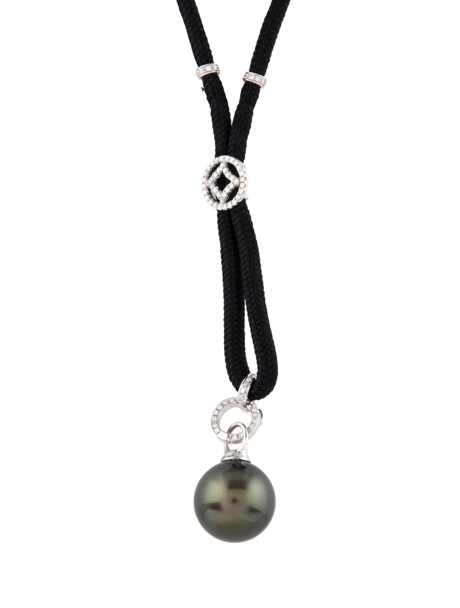Necklace 18K Pearl & Diamond Bolo