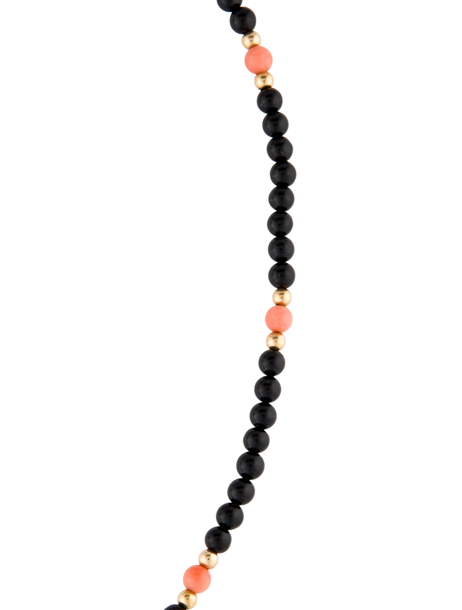 Necklace 14K Coral & Onyx Bead Necklace