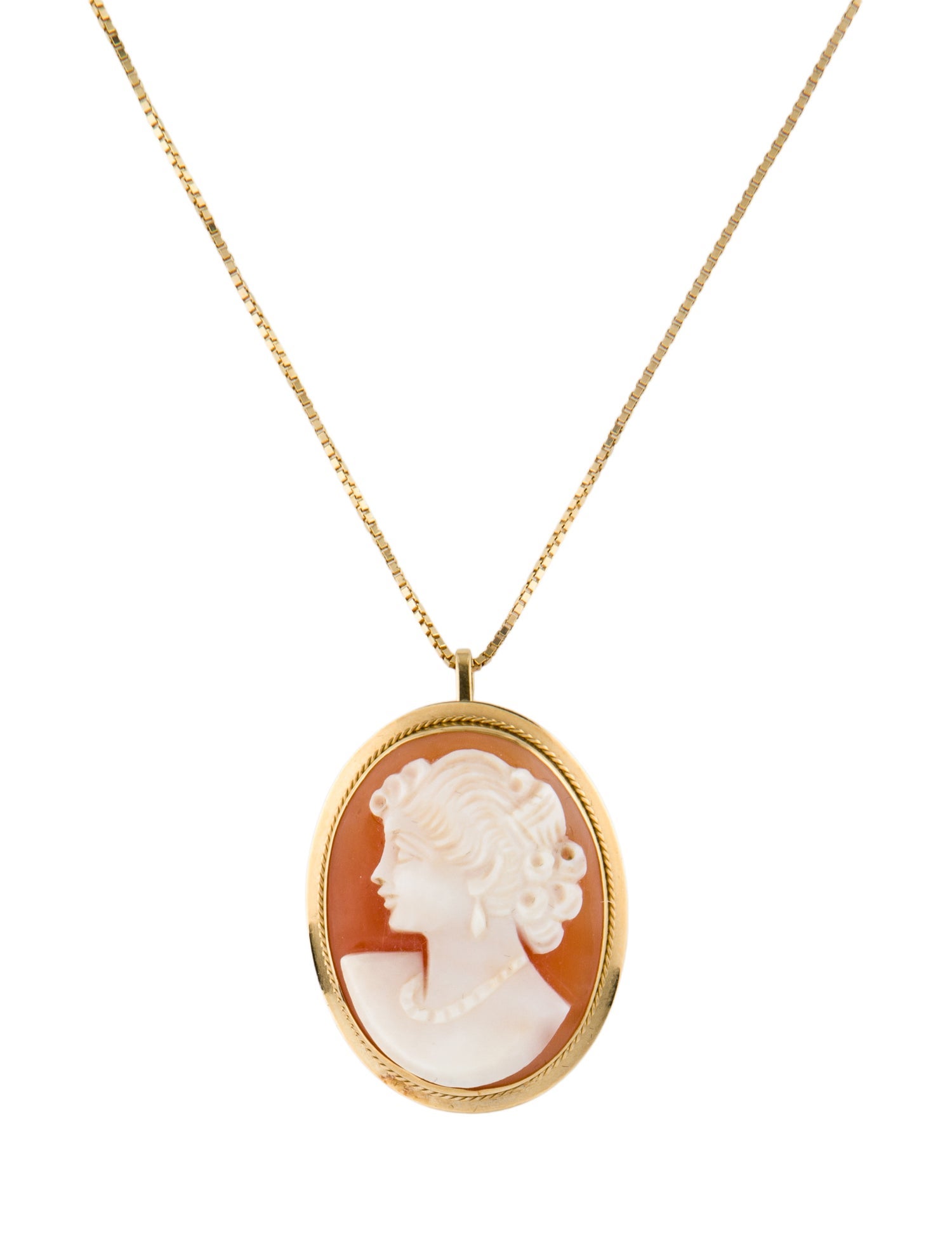 Necklace Shell Cameo Convertible Pendant
