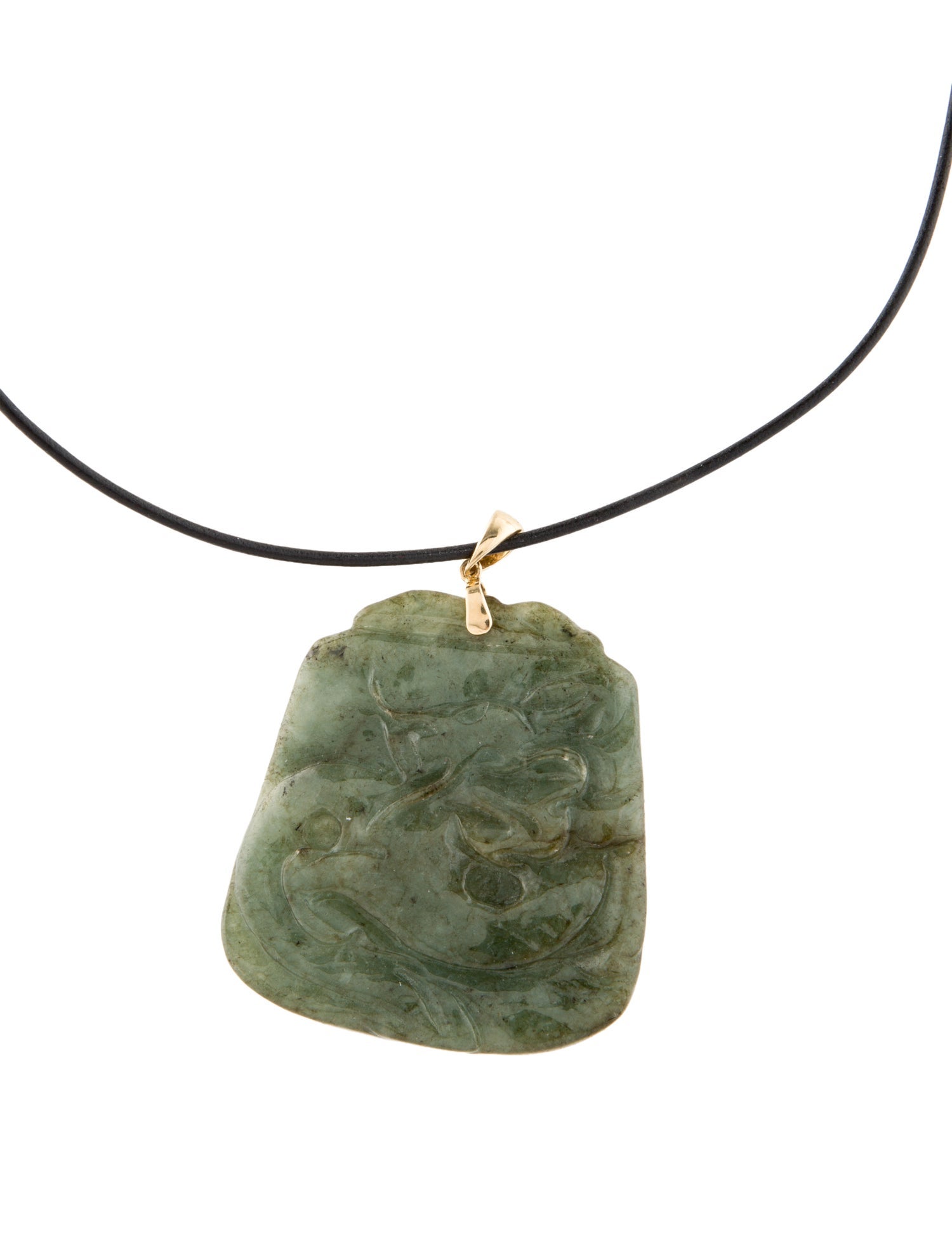 Necklace 14K Jadeite Cord Pendant