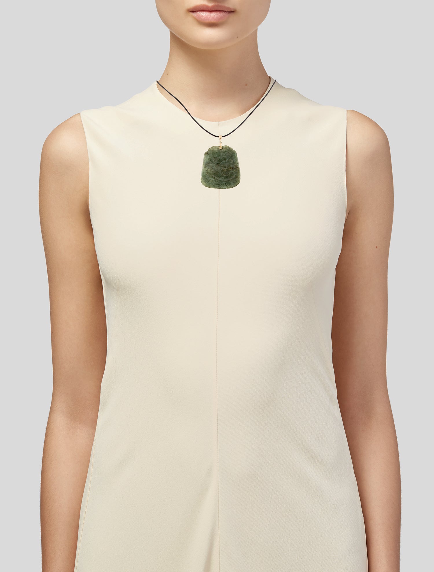 Necklace 14K Jadeite Cord Pendant