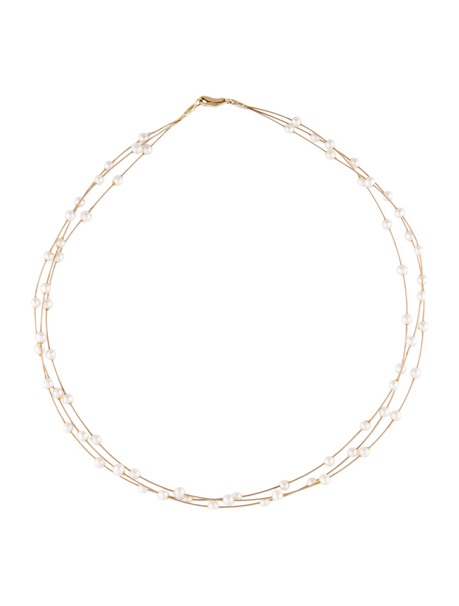 Necklace 14K Pearl Multistrand Collar