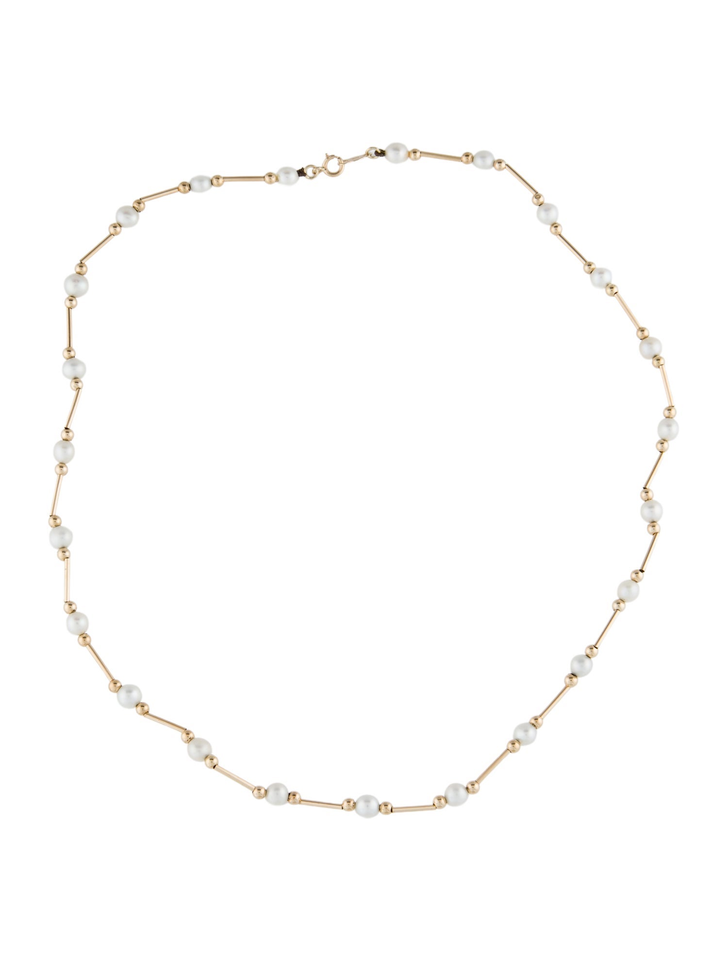 Necklace 14K Pearl Station Collar