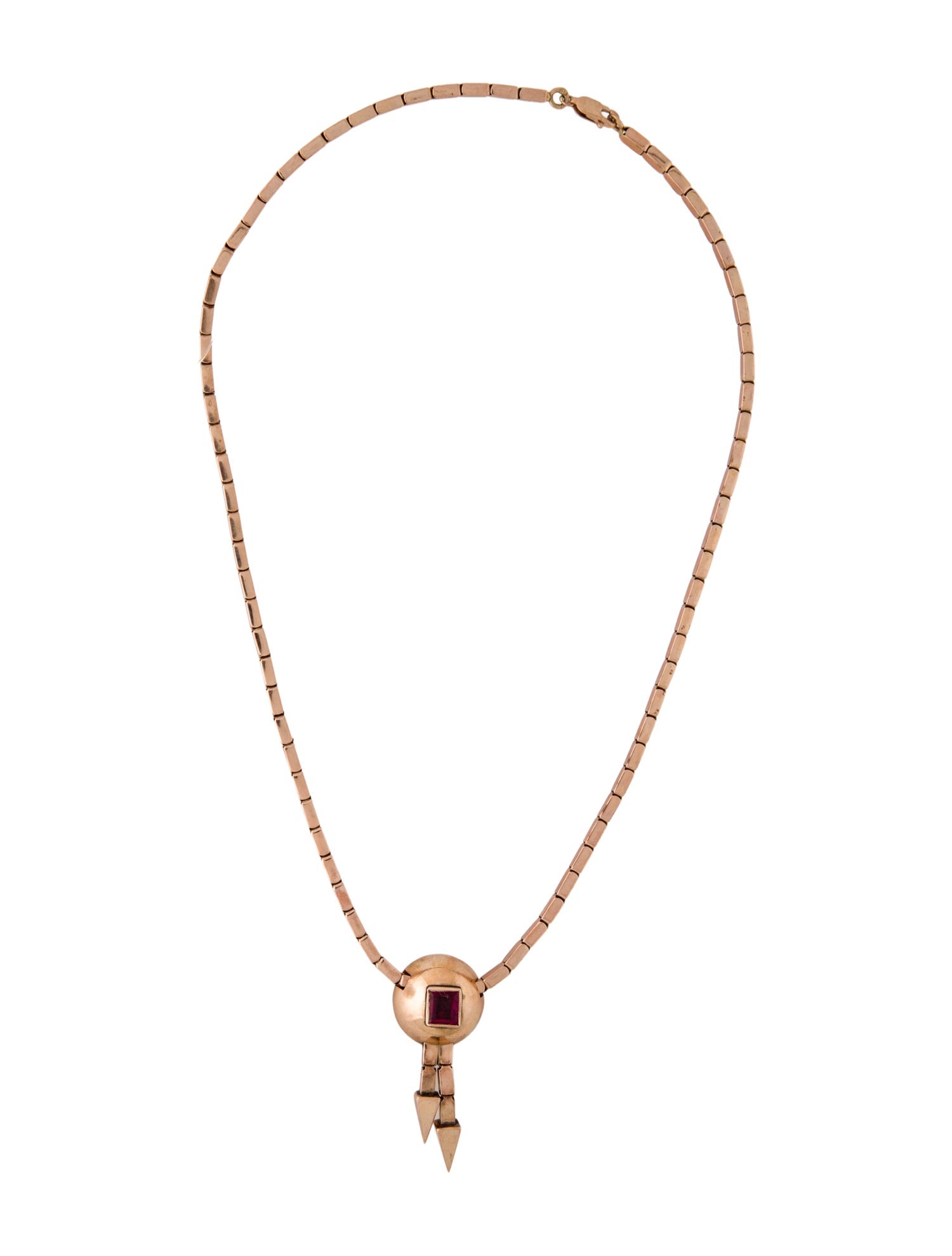 Necklace 14K Synthetic Ruby Bolo