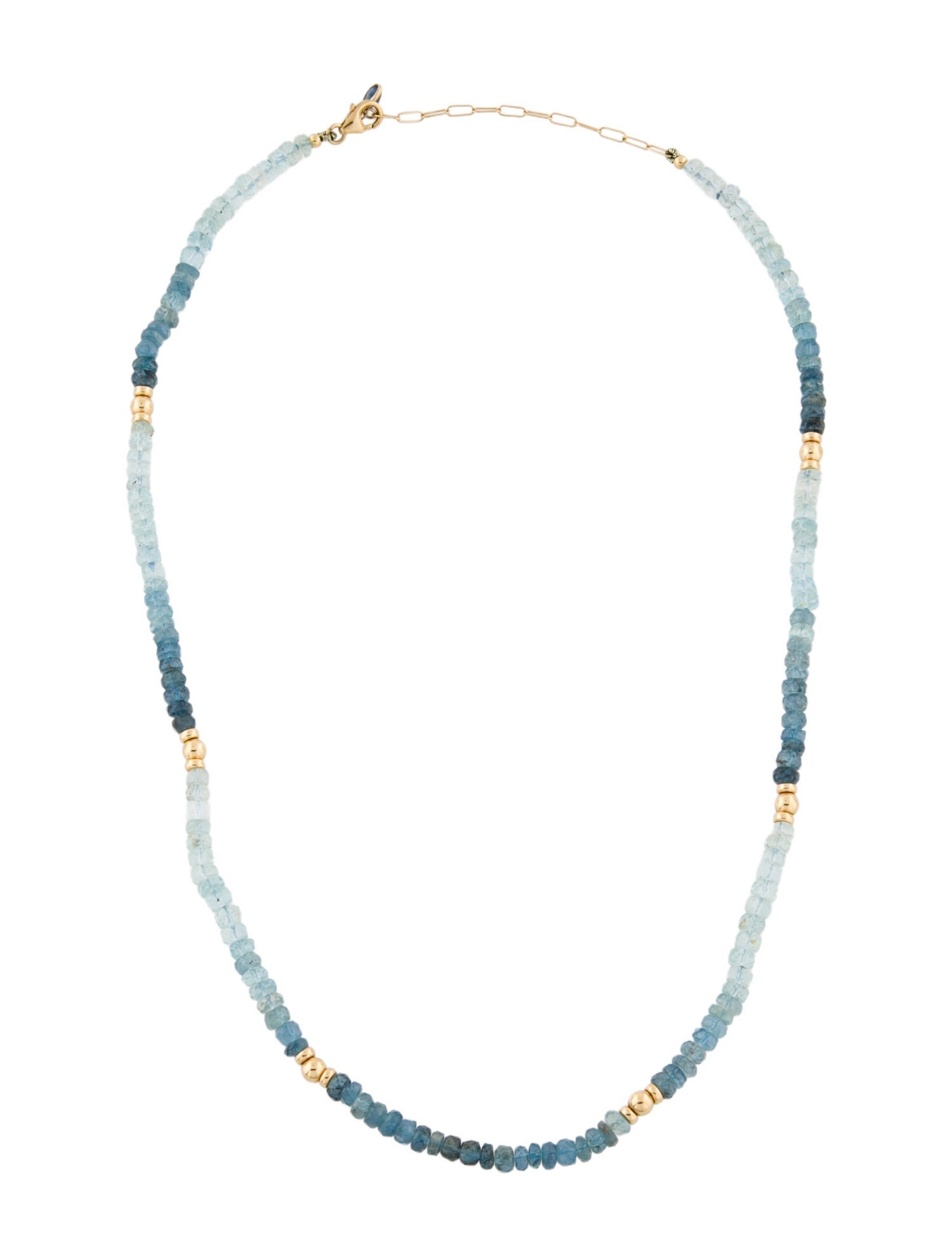 Necklace 18K Aquamarine & Topaz Gradient Bead Strand
