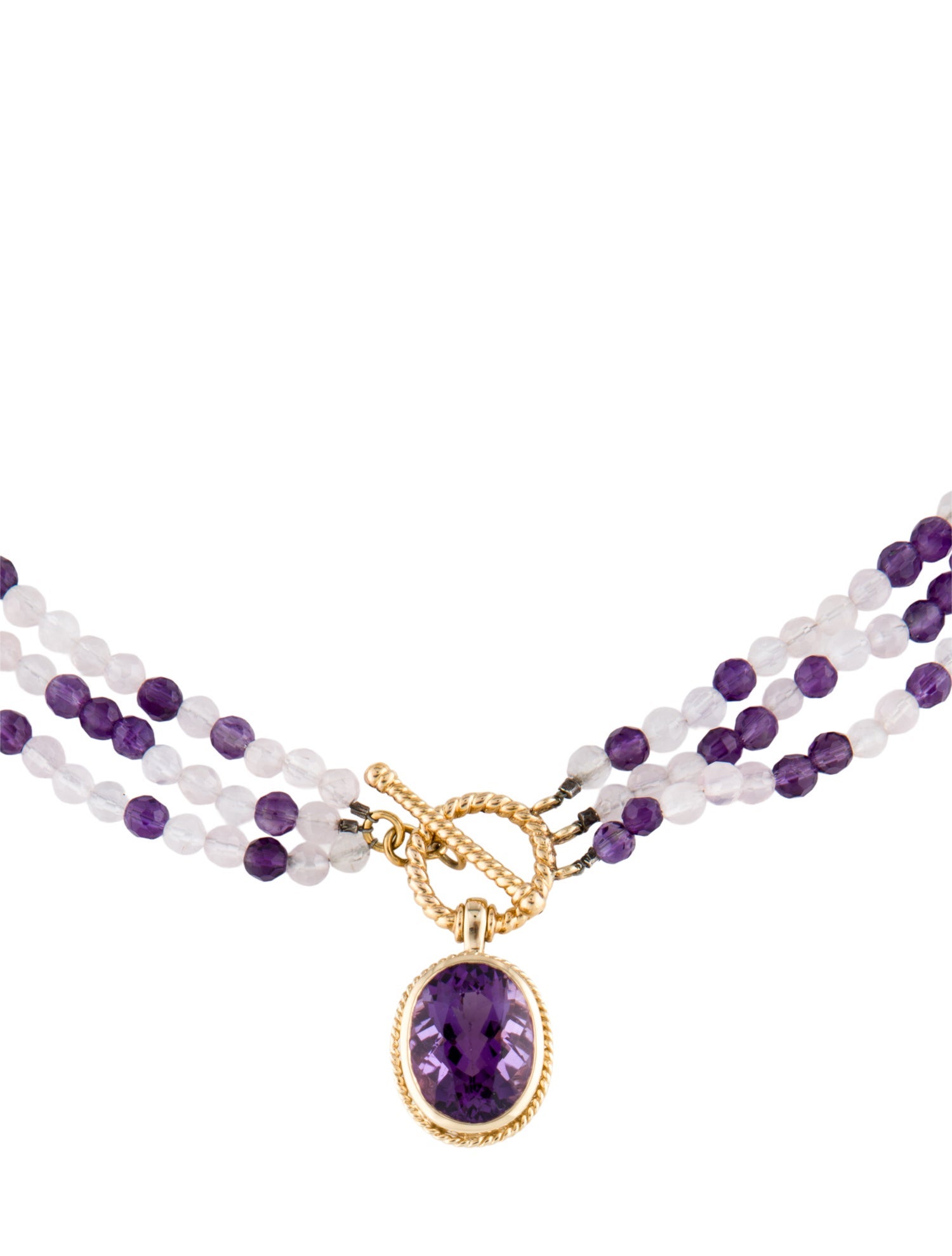 Necklace Amethyst & Quartz Bead Pendant
