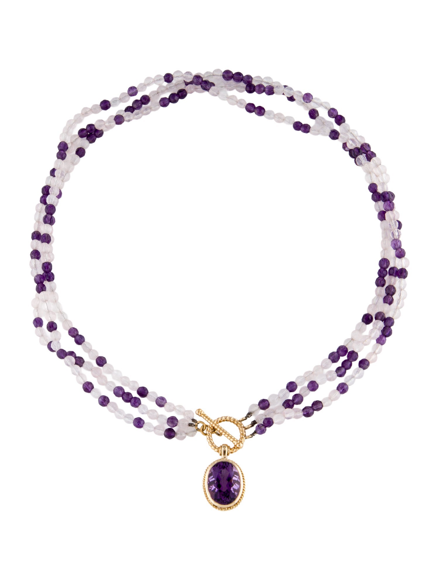 Necklace Amethyst & Quartz Bead Pendant