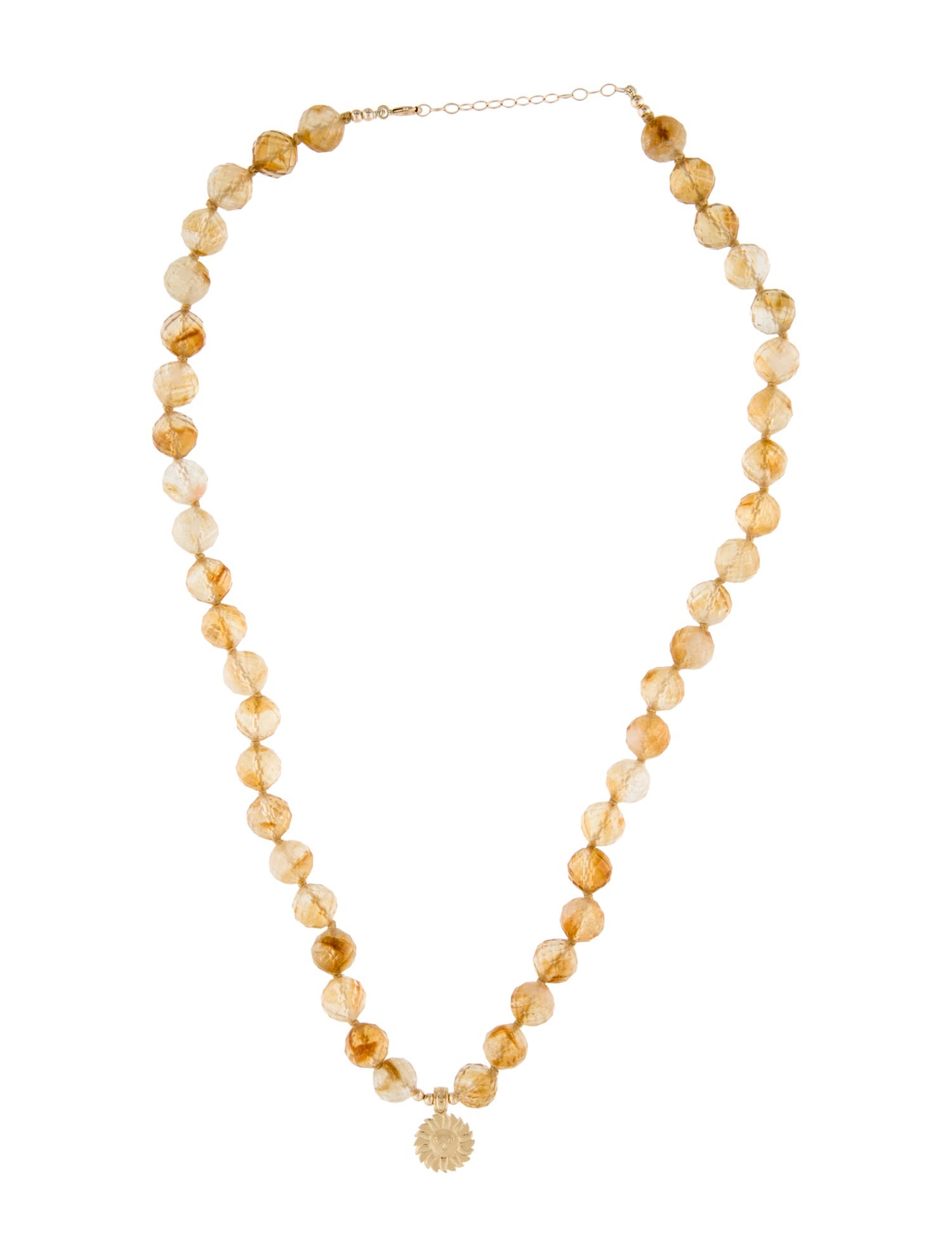 Necklace 14K Citrine Bead Sun Burst Pendant