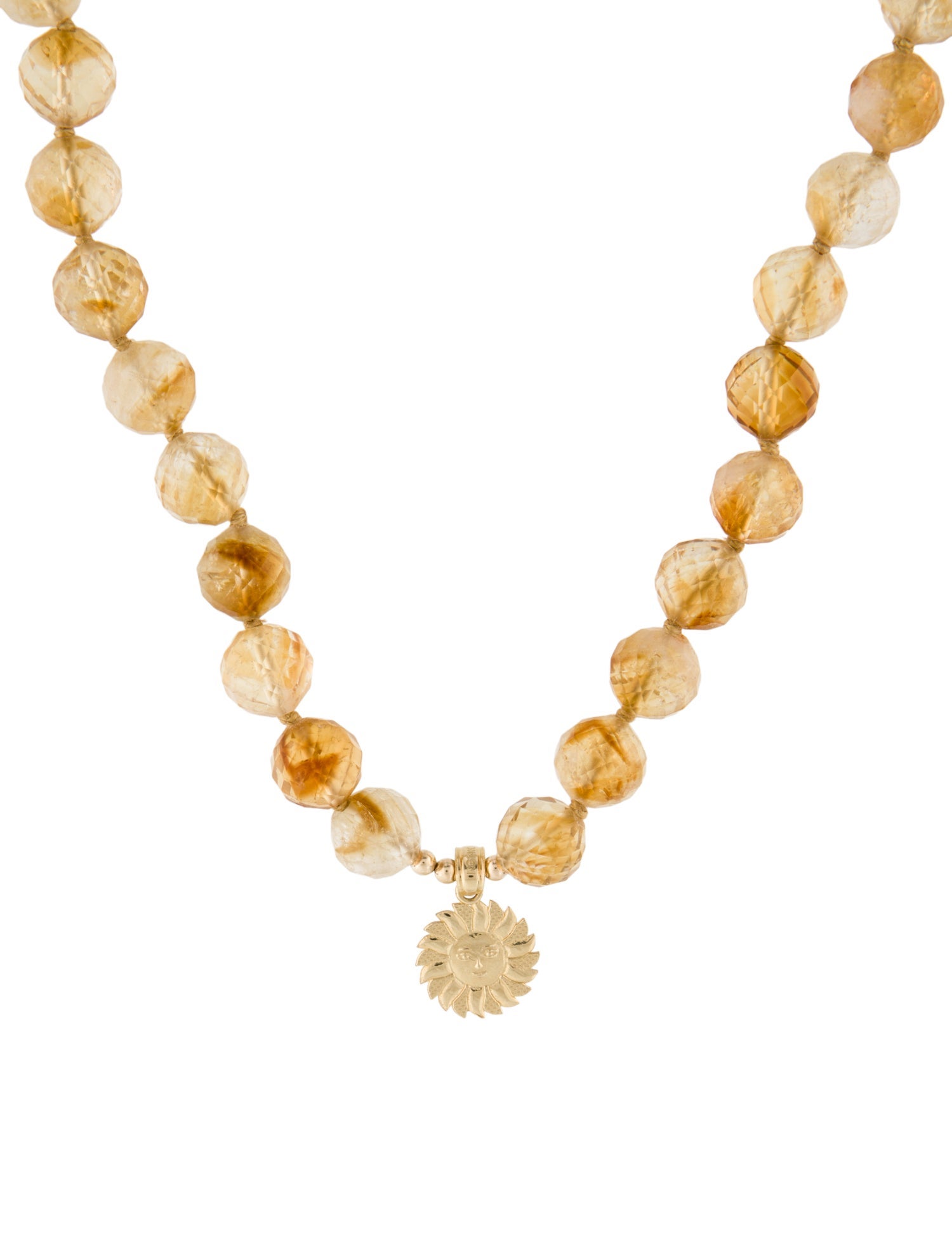 Necklace 14K Citrine Bead Sun Burst Pendant