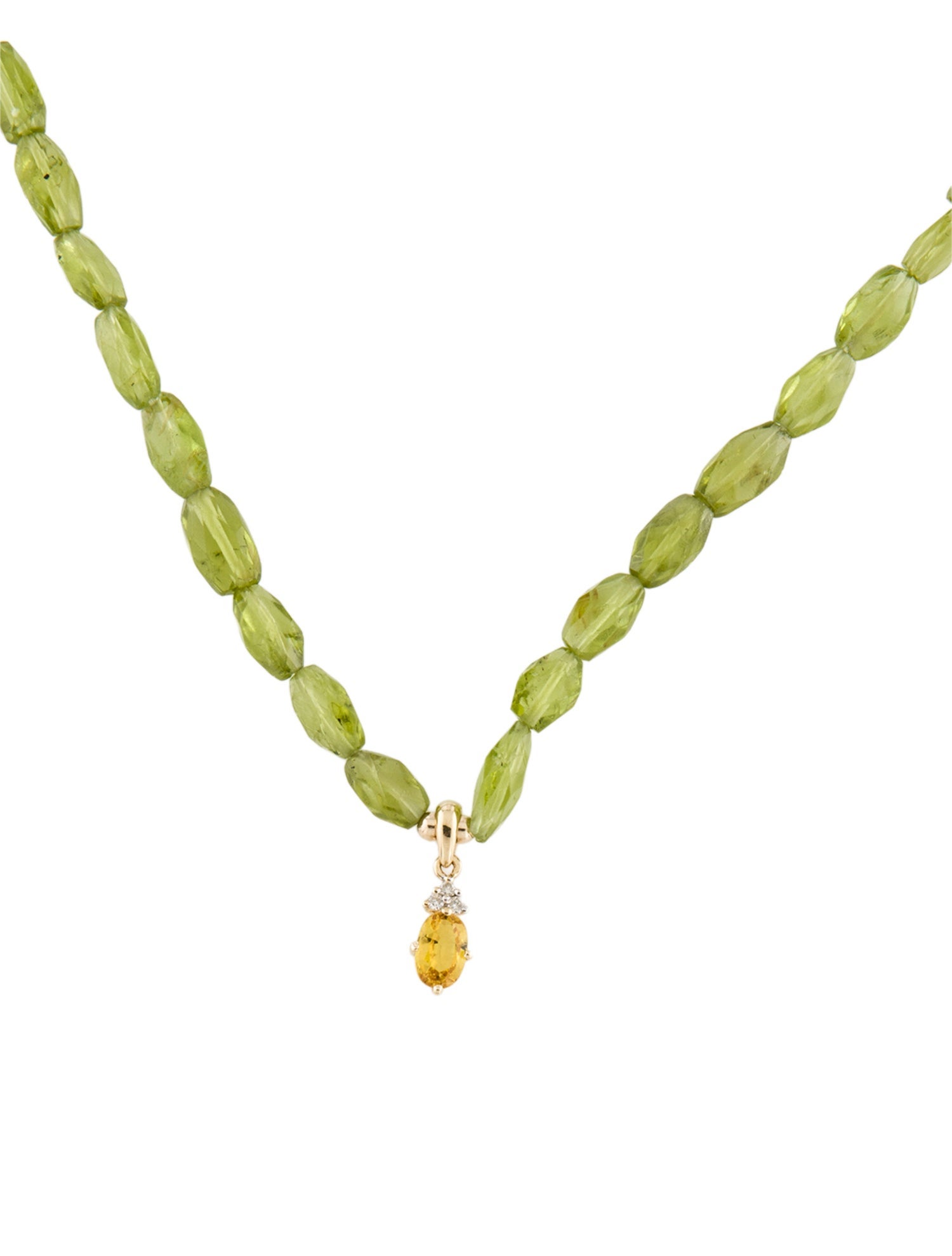 Necklace 14K Sapphire, Peridot & Diamond Bead Pendant