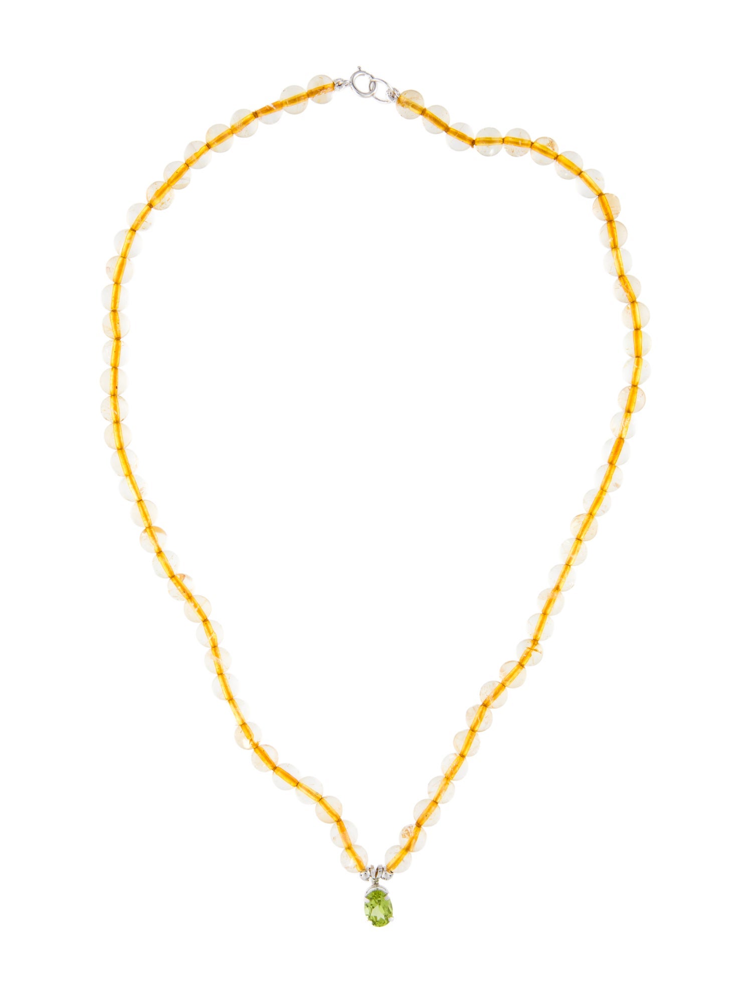 Necklace 14K 1.28ct Peridot & Citrine Bead Pendant