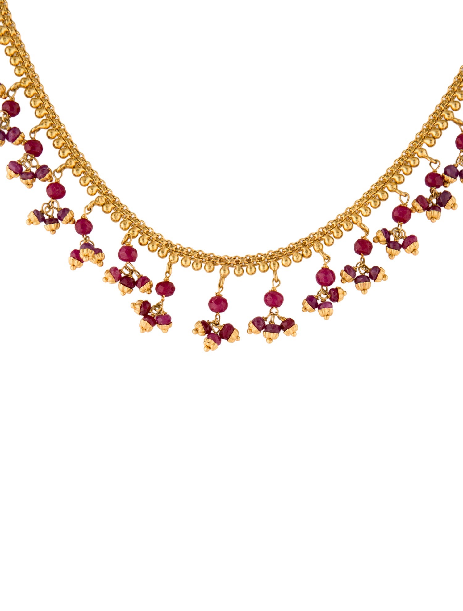 Necklace 22K Ruby Beaded Collar