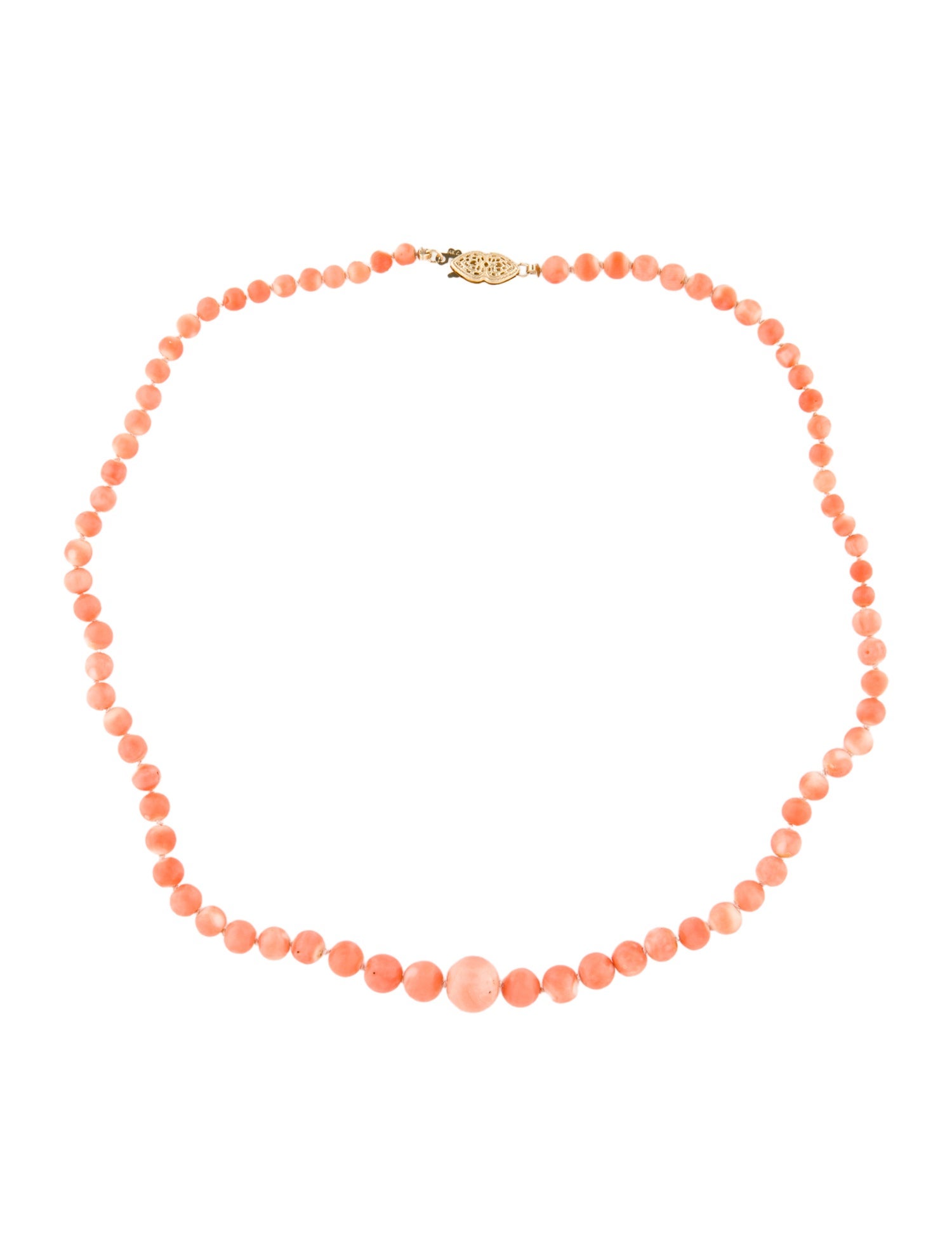 Necklace 14K Coral Graduated Bead Strand