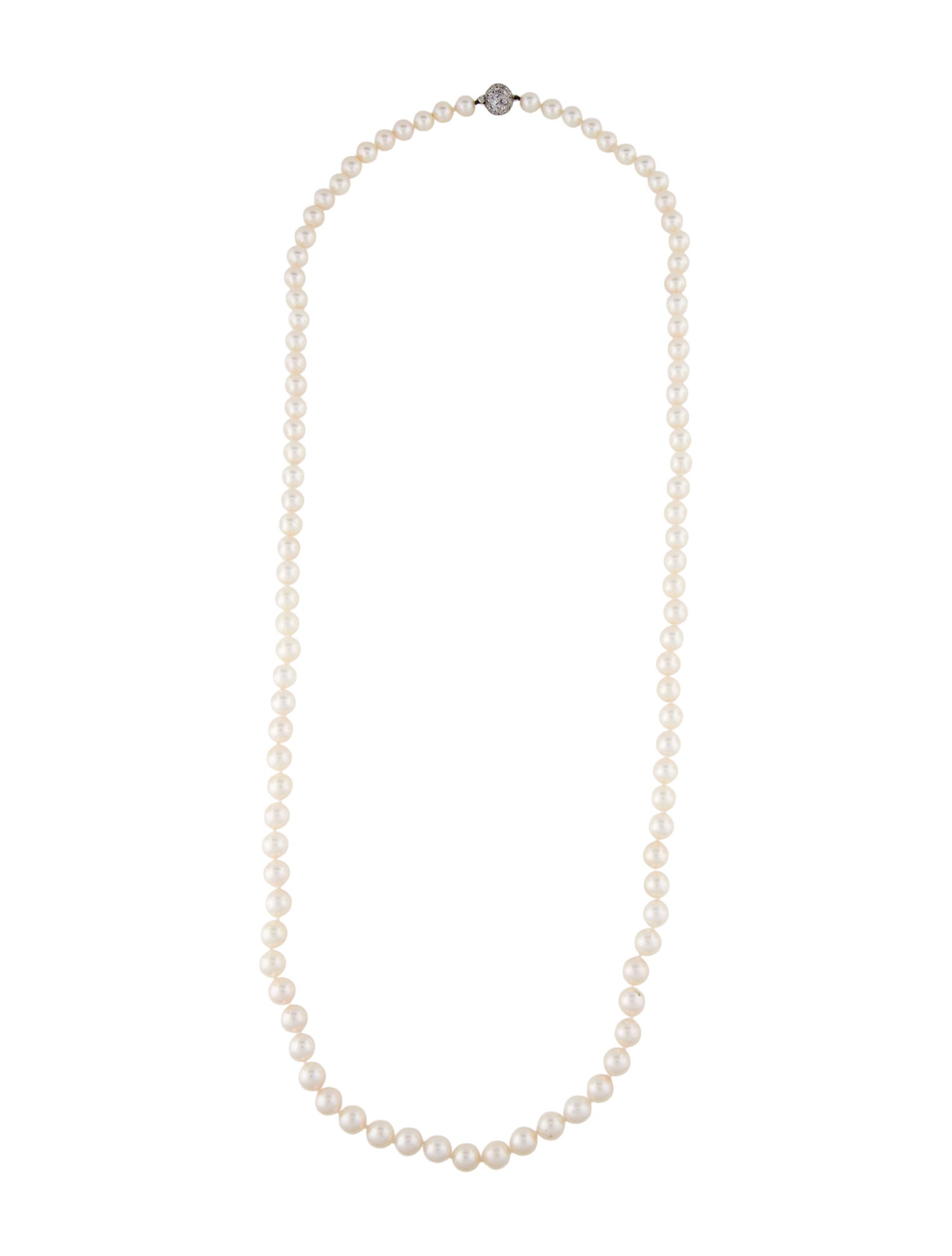 Necklace 14K Pearl & Diamond Bead Strand
