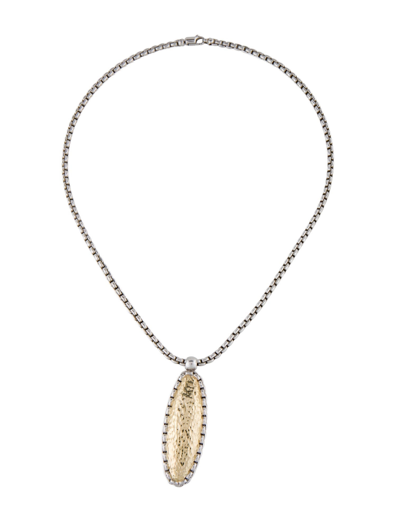 Necklace 14K Two-Tone Hammered Pendant