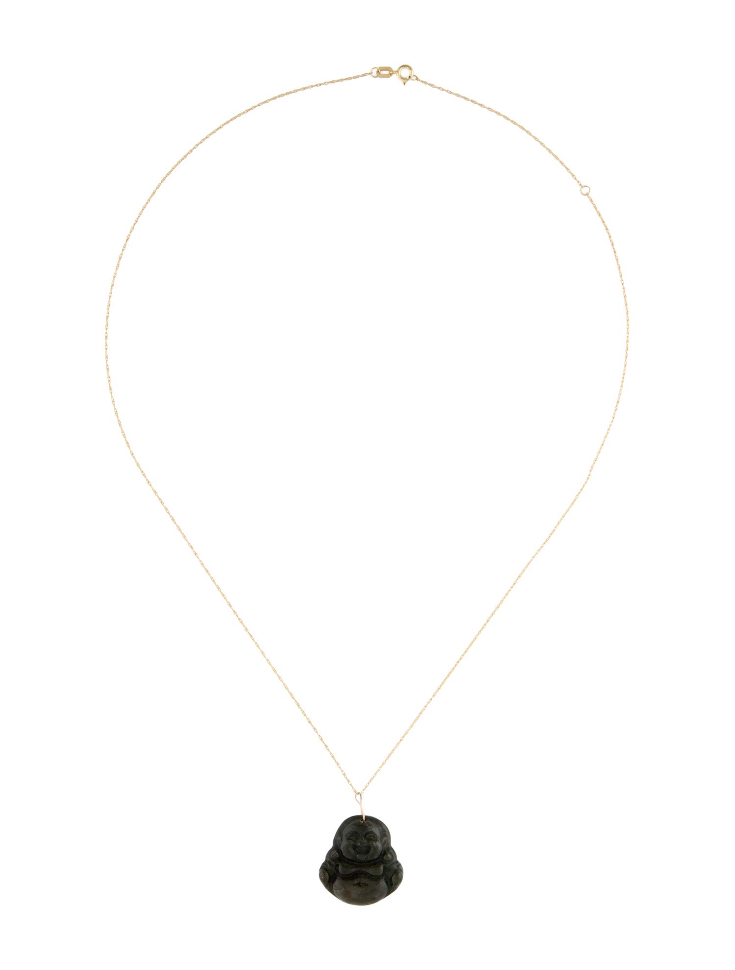 Necklace 14K Jadeite Buddha Pendant