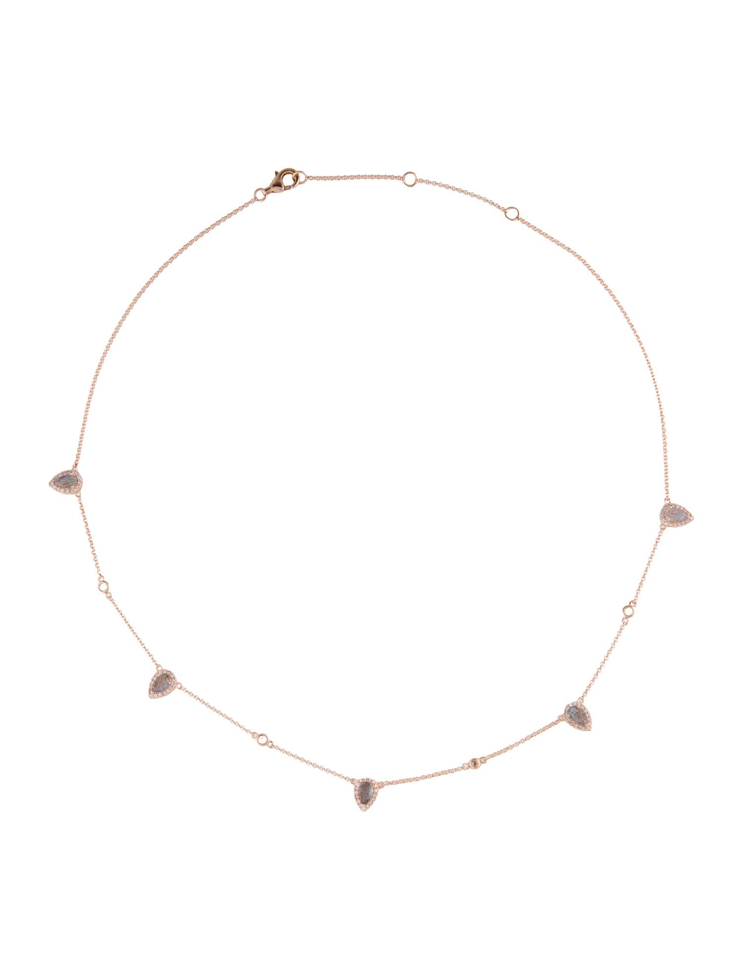 Necklace 14K Labradorite & Diamond Station