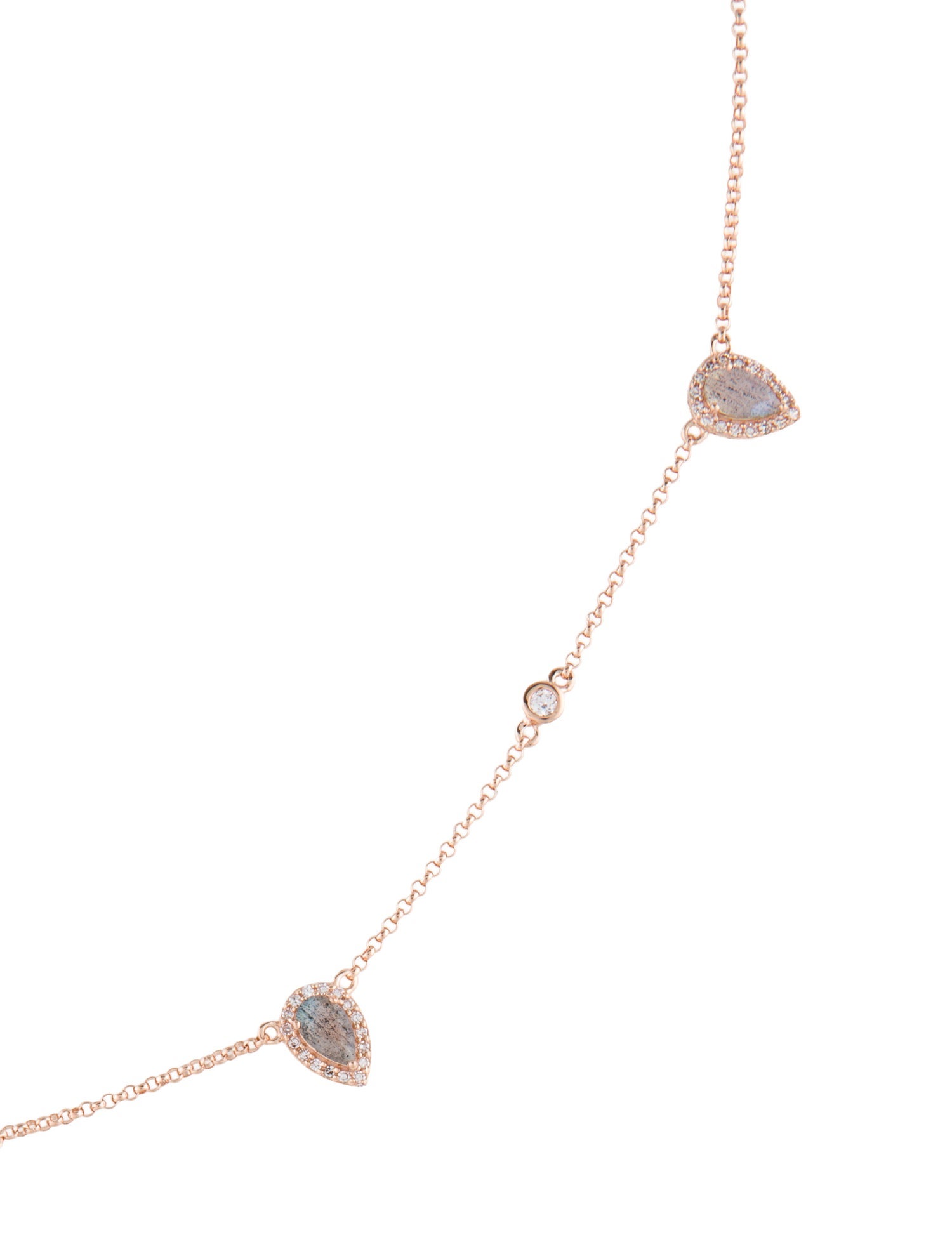 Necklace 14K Labradorite & Diamond Station