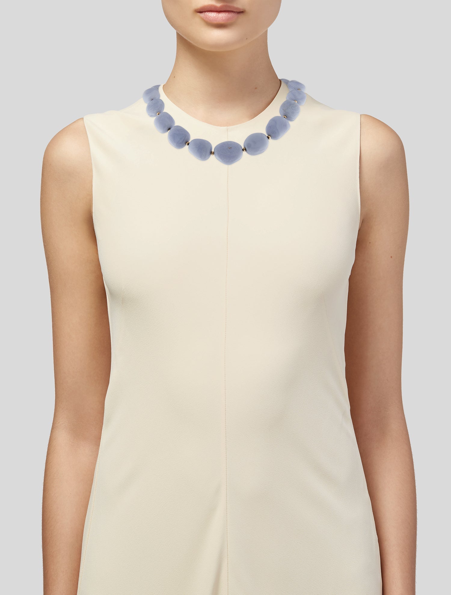 Necklace 14K Blue Lace Agate Bead Strand