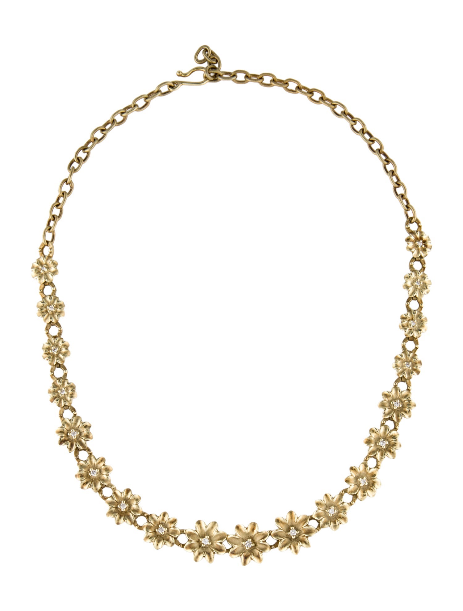 Necklace 14K Diamond Flower Chain Link