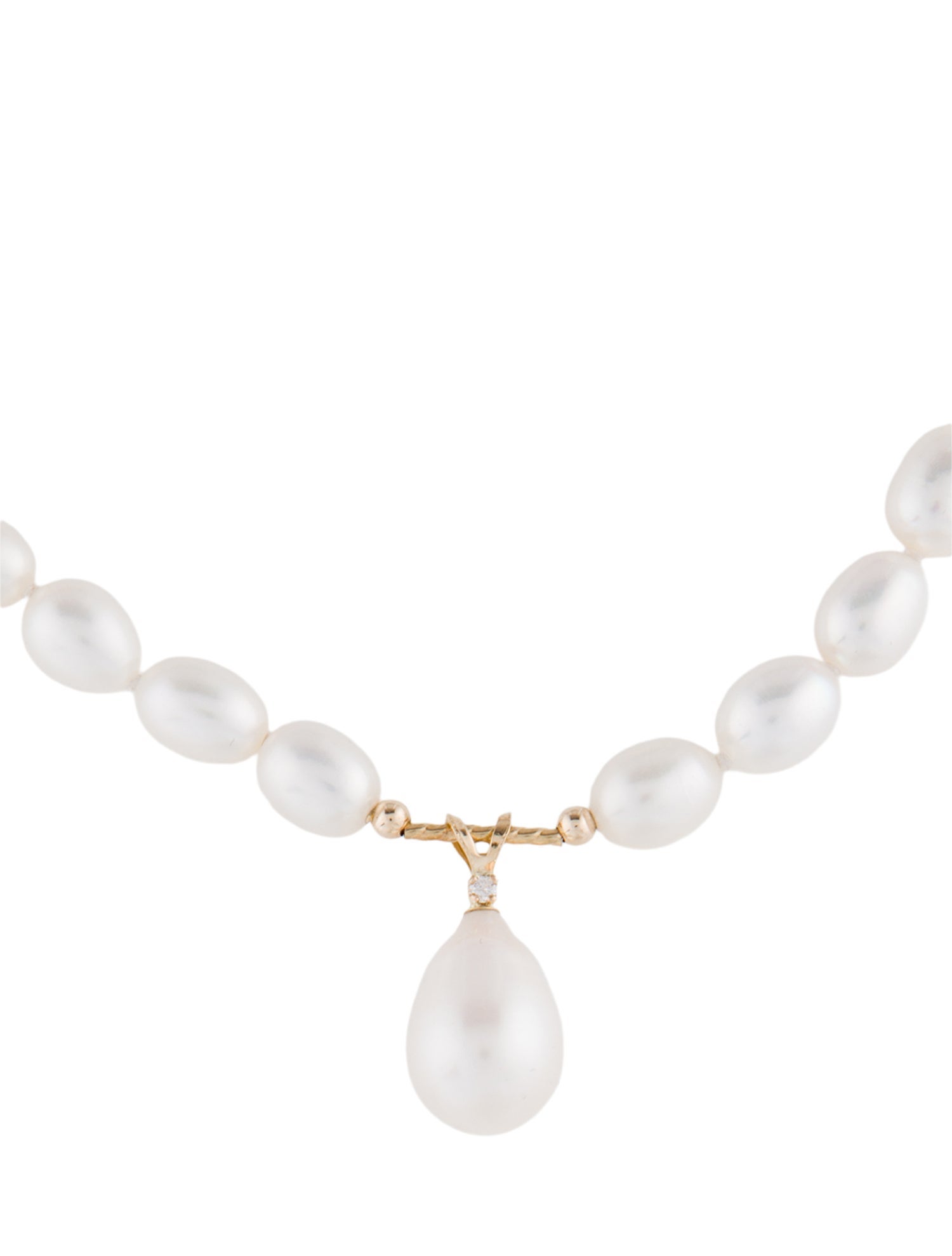 Necklace 14K Pearl & Diamond Pendant