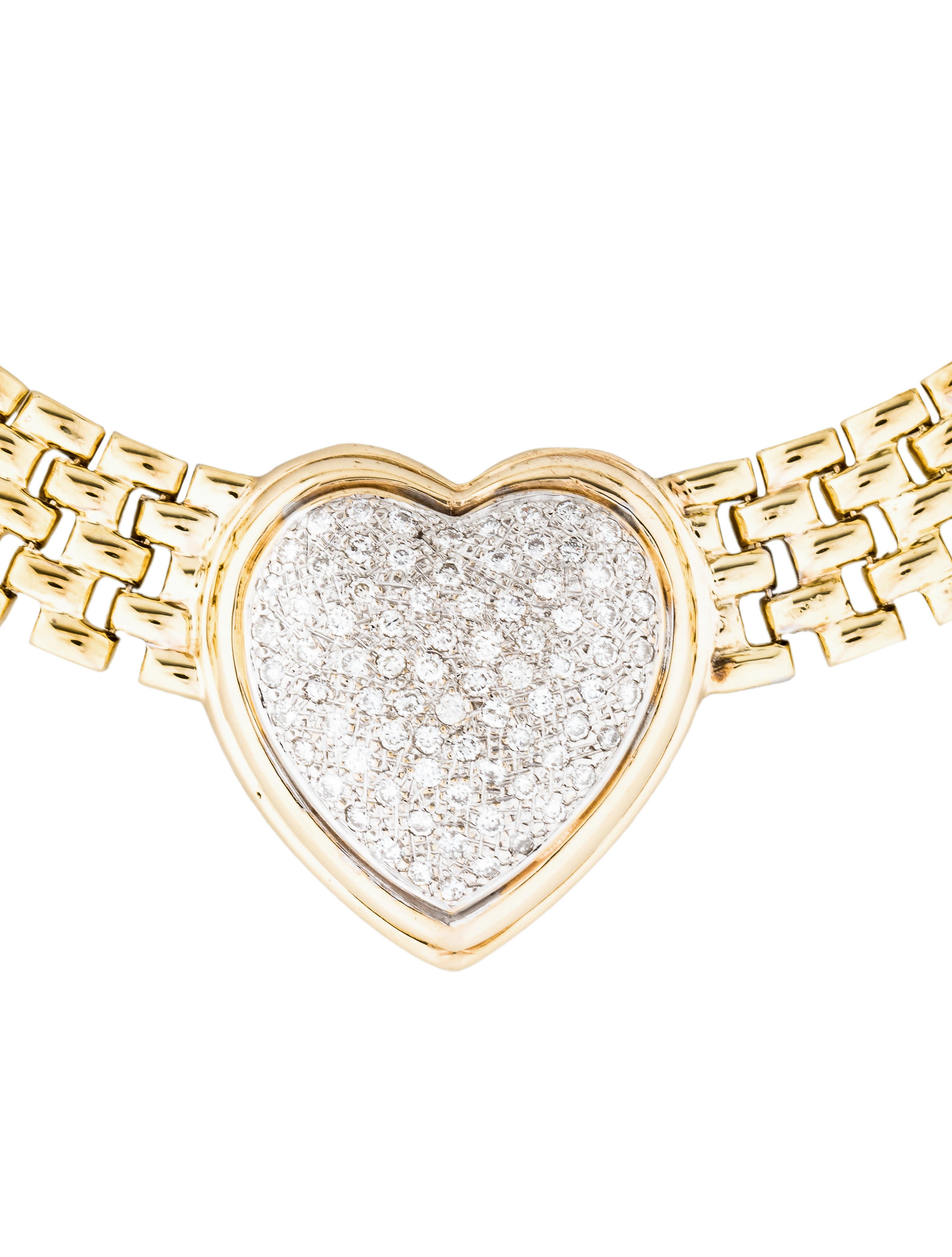 14K Pavé Diamond Heart Collar Necklace Necklaces NECKL33165 The