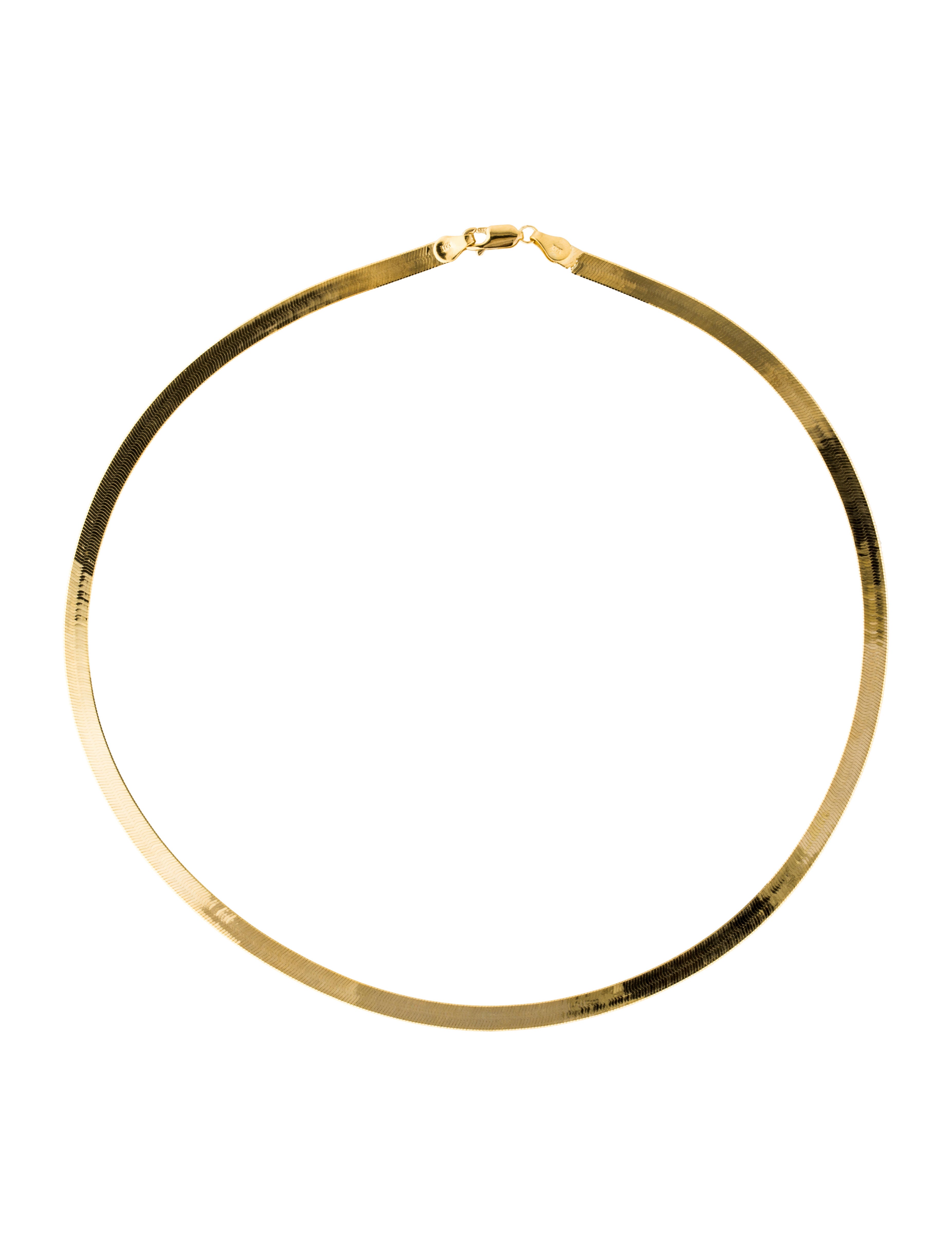 Necklace 14K Flat Herringbone Chain Necklace Necklaces NECKL33744