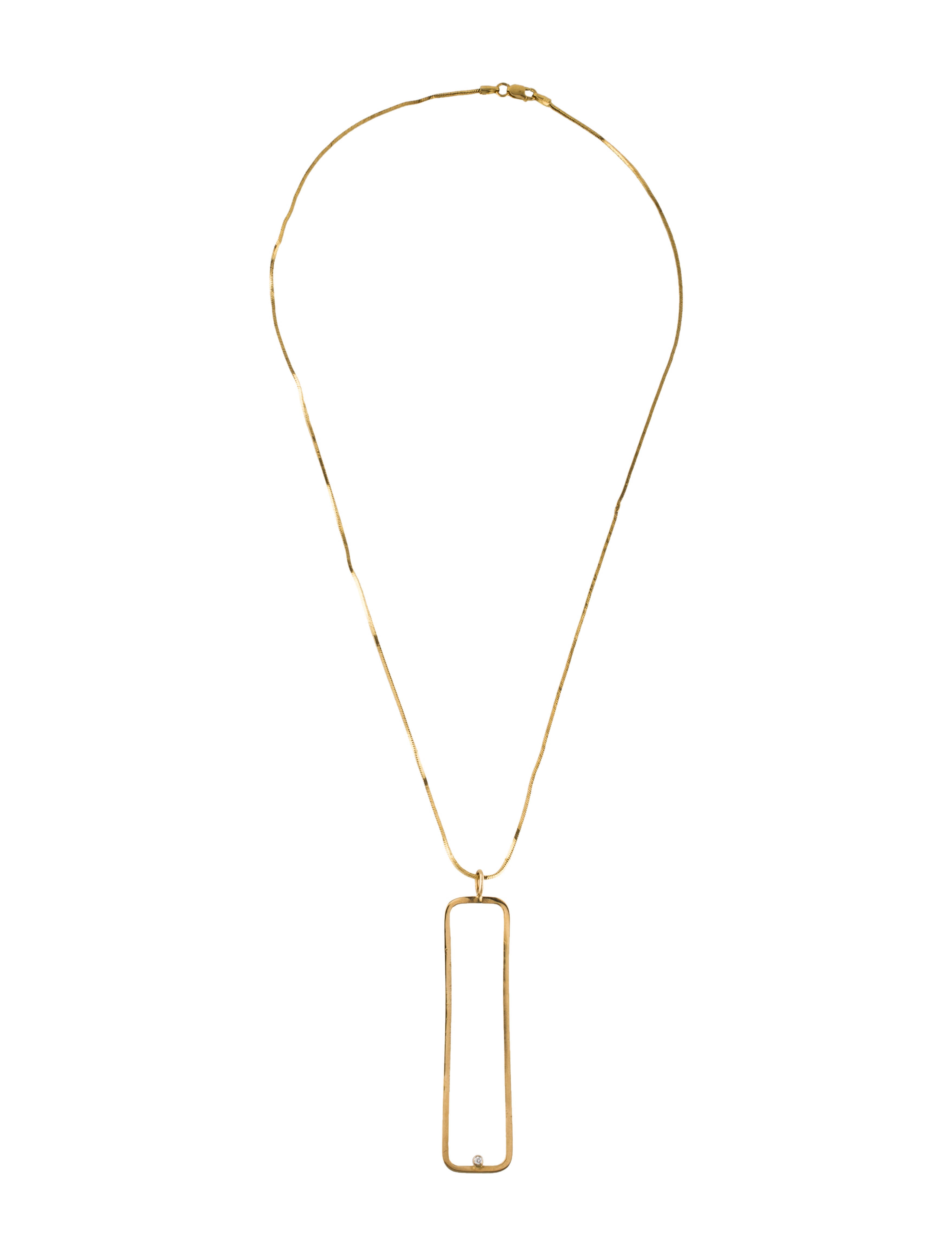 14K Diamond Rectangle Pendant Necklace Necklaces NECKL33914 The