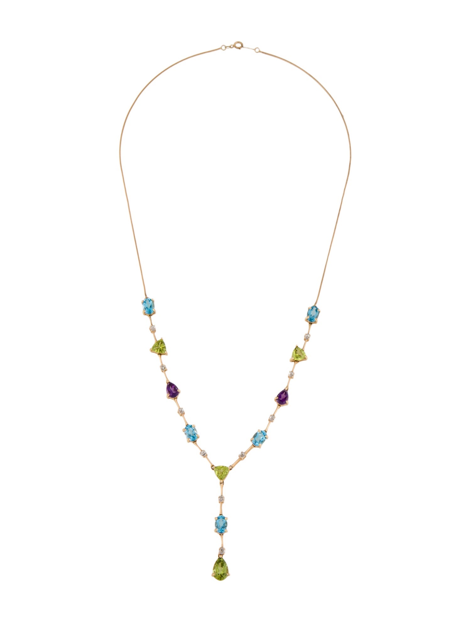 Necklace 14K Multistone & Diamond Lavalier