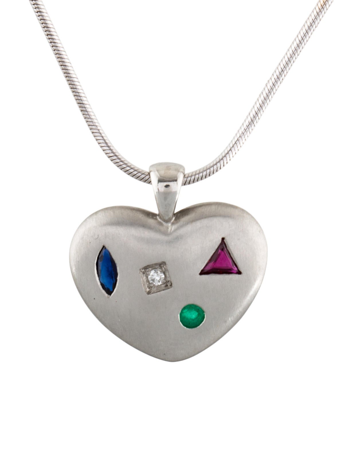 Necklace Rudolf Erdel Multistone Heart Pendant Necklace