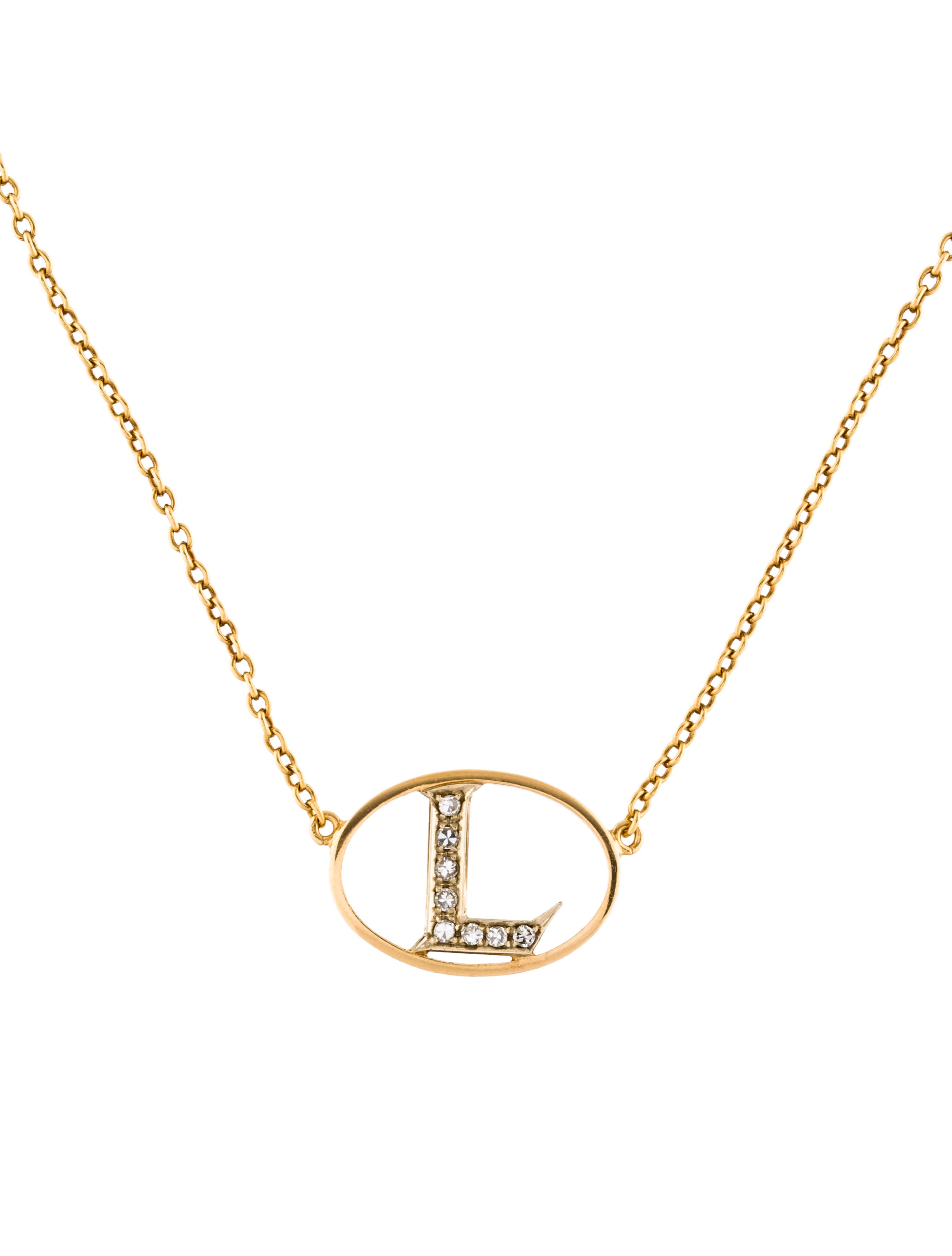 Necklace 18k Oval Initial L Pendant Necklaces Consign