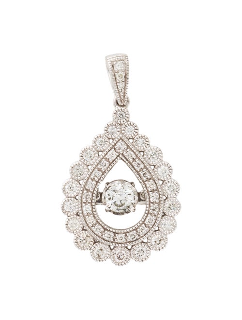 14K Diamond Halo Pendant white