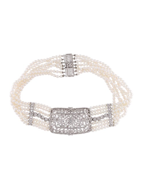 18K Pearl & Diamond Choker white