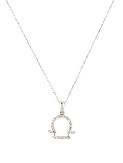 14K Diamond Zodiac Libra Pendant Necklace white