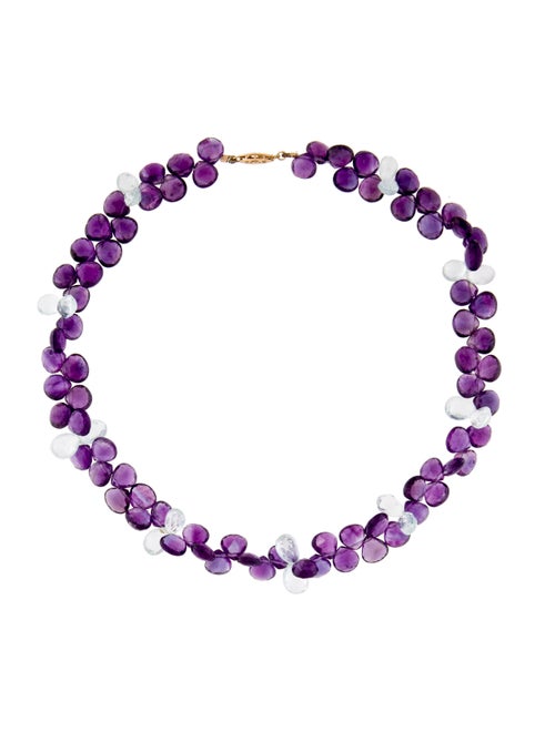 14K Amethyst & Aquamarine Beaded Necklace