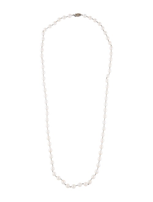 14K Pearl Station Necklace white