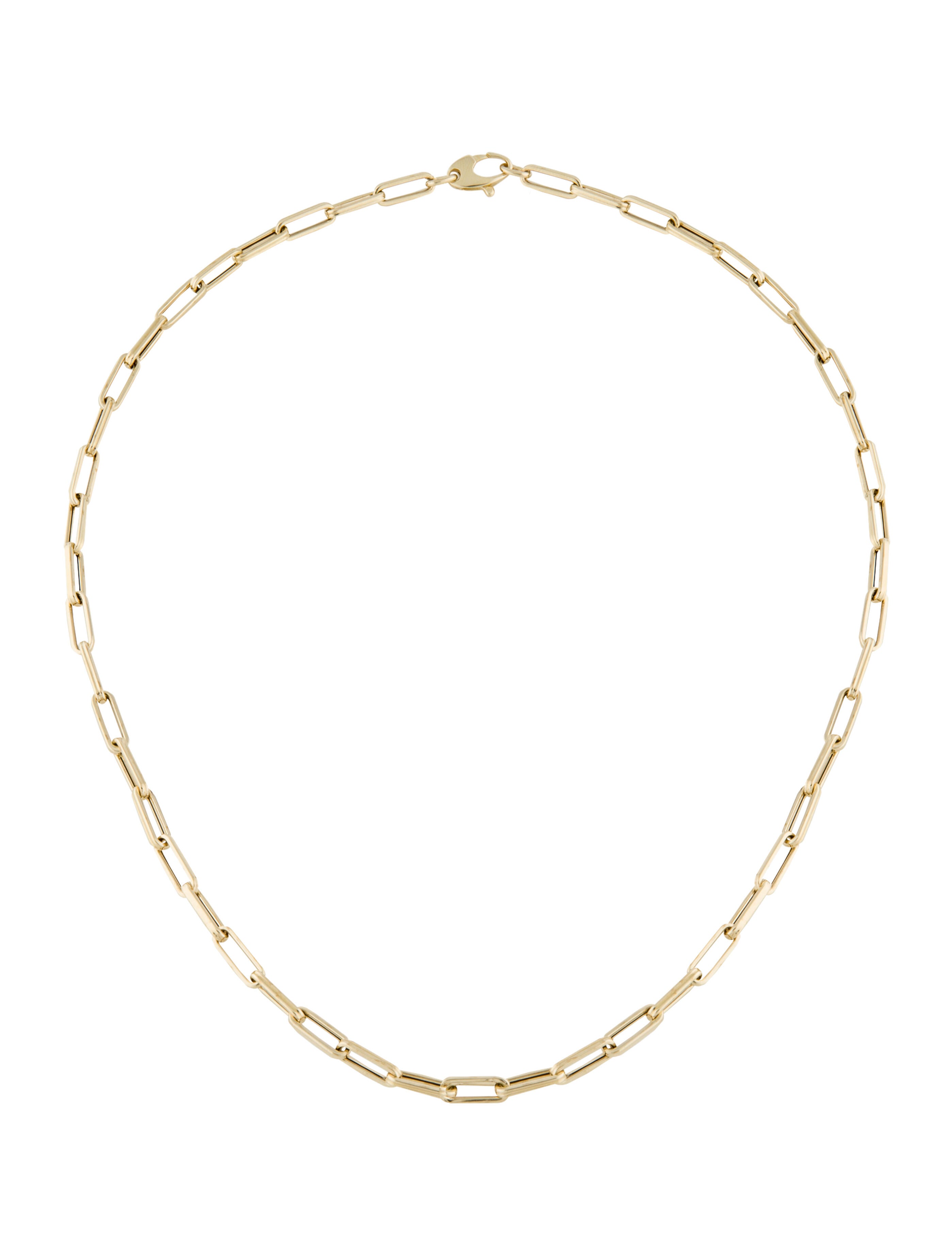Necklace 14K Paperclip Chain Necklace Gold, 14K Yellow Gold Chain