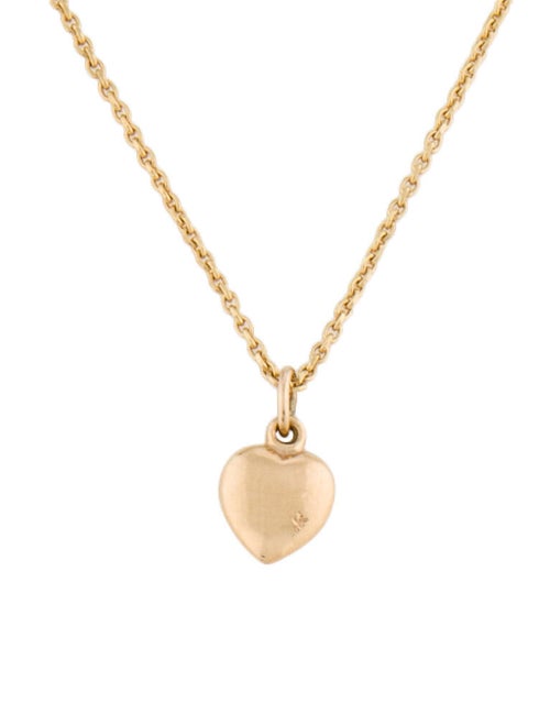 14K Puffed Heart Pendant Necklace yellow