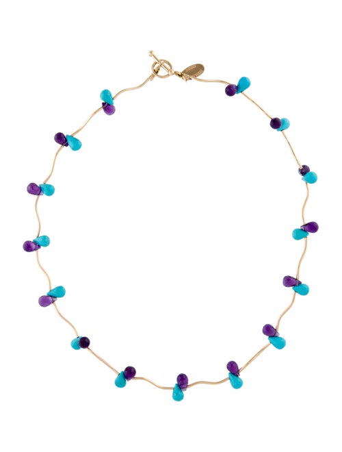 Bess Heitner 14K Amethyst & Turquoise Station Neck