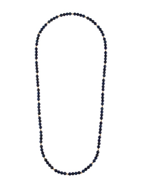 14K Lapis Lazuli Bead Strand Necklace yellow