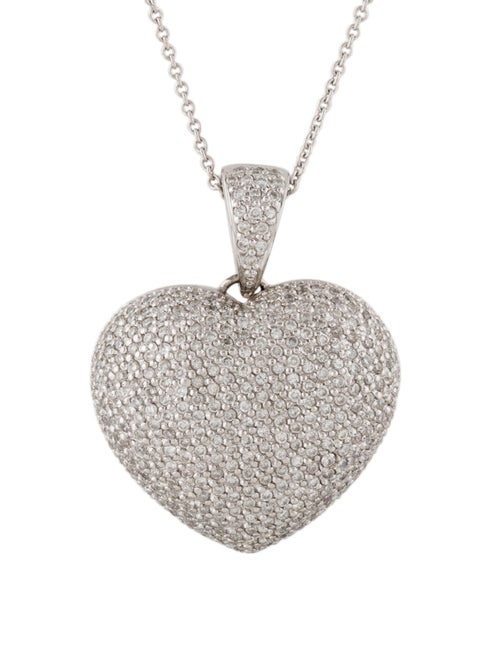 Necklace 14K Diamond Pavé Puffed Heart Pendant Nec