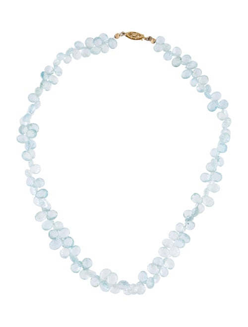14K Aquamarine Beaded Necklace yellow