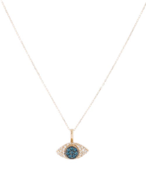 14K Diamond Evil Eye Pendant Necklace yellow