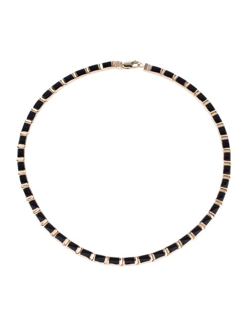 14K Onyx Link Collar Necklace yellow