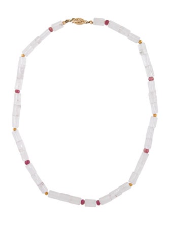 Necklace 14K Kunzite & Tourmaline Beaded Necklace
